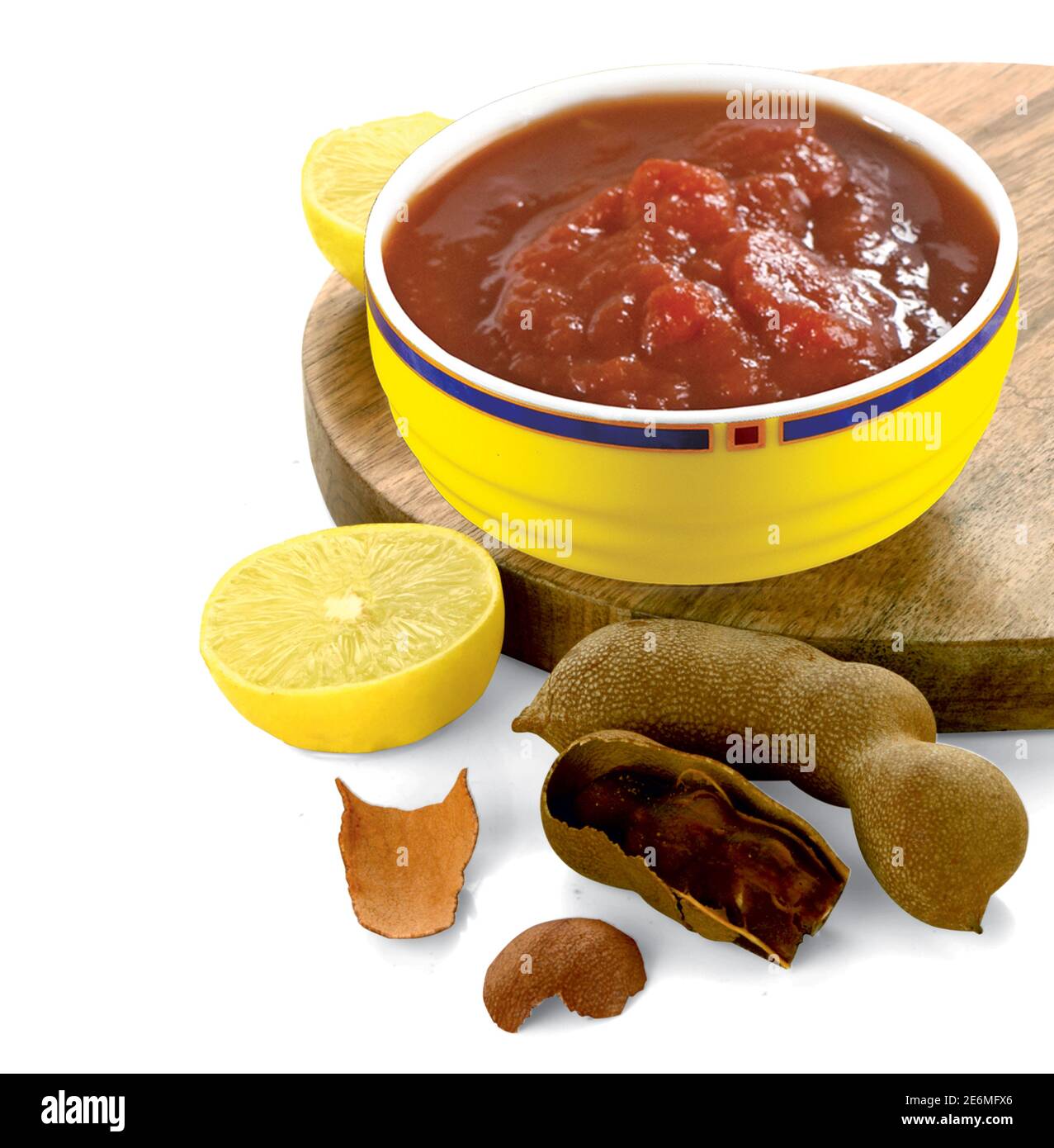 Tamarind Chutney, Tamarind o Imli Fresh Puree, Paste di polpa, frutta intera. Foto Stock