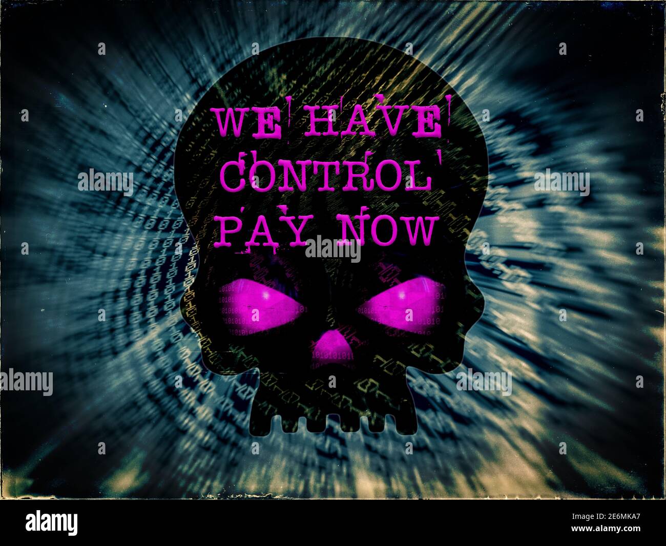 ABBIAMO CONTROLLO PAGA ORA, ransomware computer Foto Stock