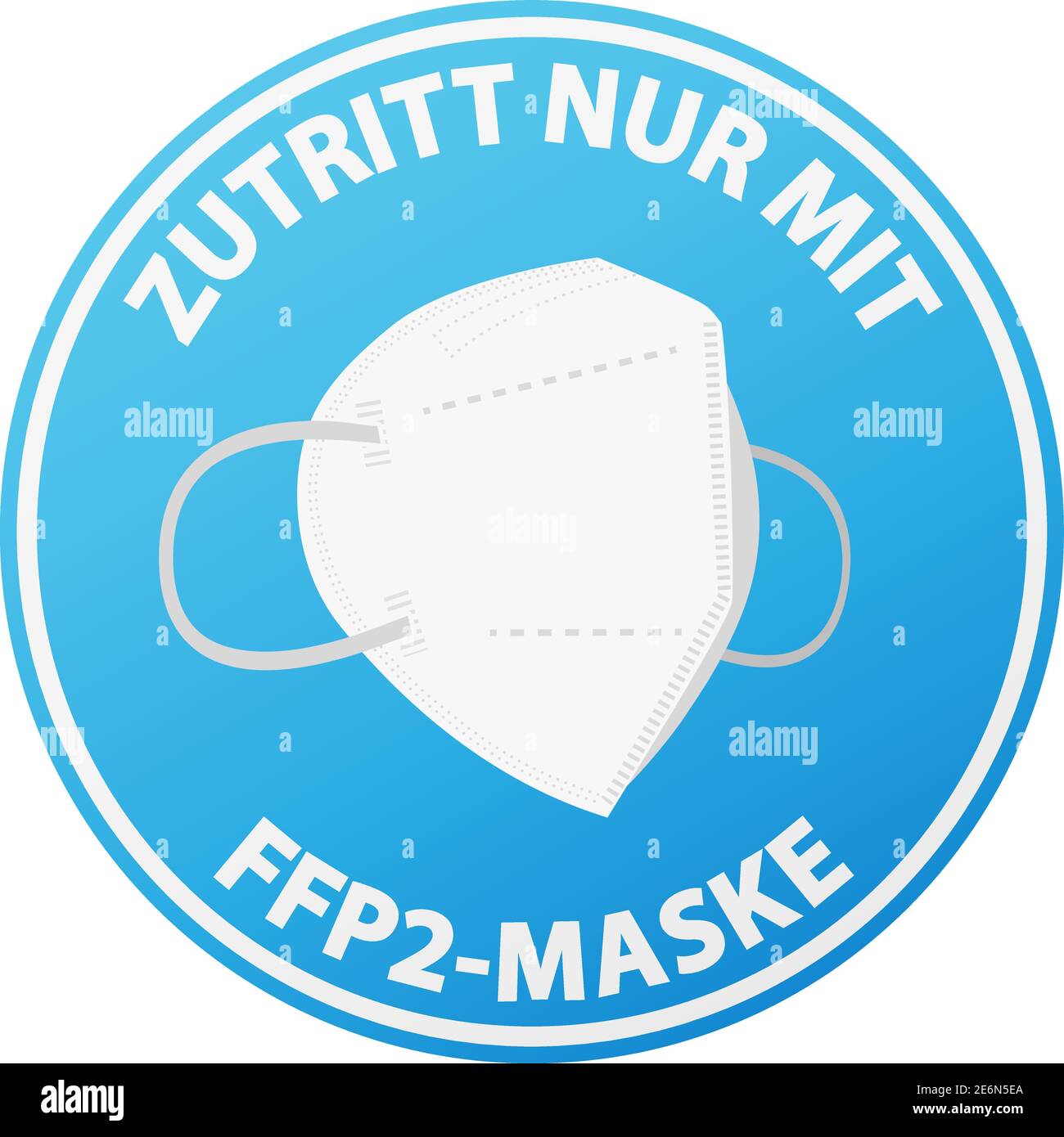 Adesivo rotondo o segno con testo ZUTRITT NUR MIT FFP2-MASKE, tedesco per INVIO SOLO QUANDO SI INDOSSA UNA MASCHERA FFP2, illustrazione vettoriale Illustrazione Vettoriale