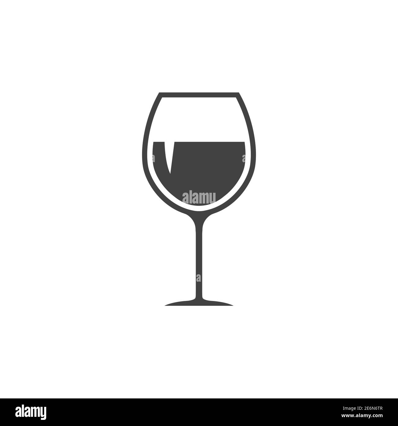 Icona del vino di vetro. Simbolo della silhouette della bevanda. Vettore isolato su bianco Illustrazione Vettoriale