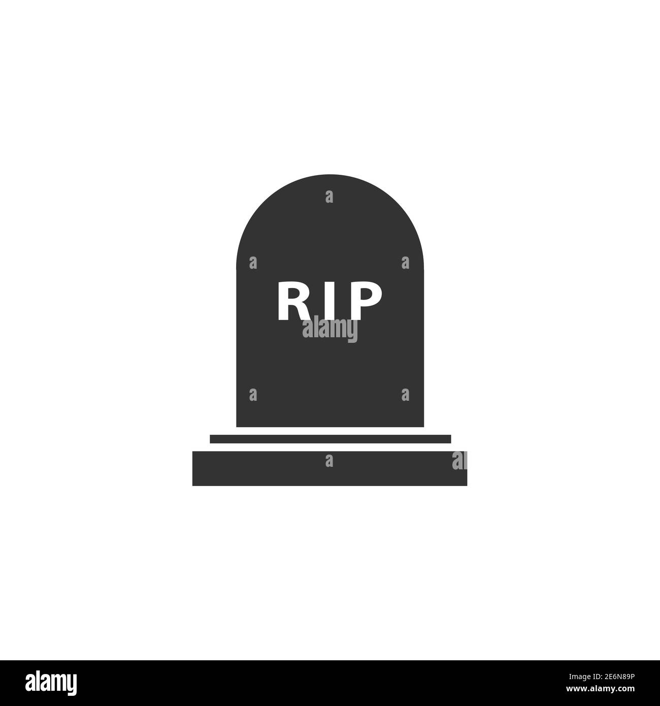Icona della tomba RIP. Simbolo di sepoltura della pietra tombale. Illustrazione vettoriale isolata in bianco. Illustrazione Vettoriale