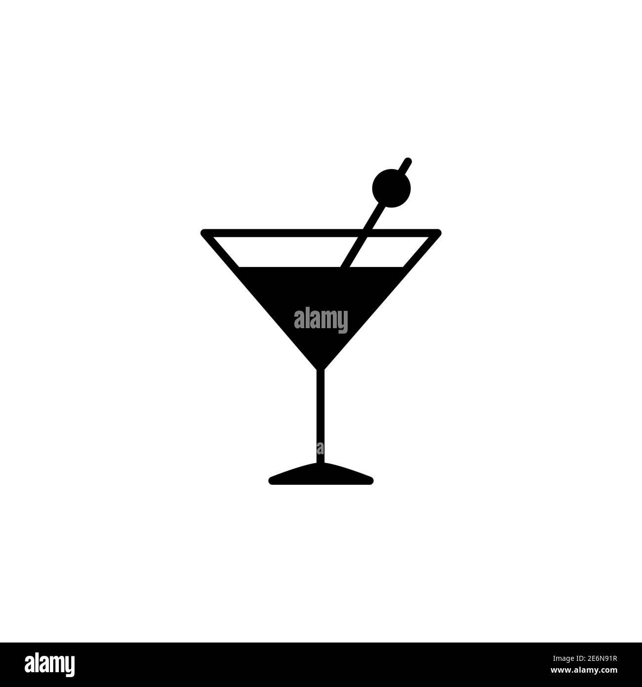 Icona in vetro di Martini. Simbolo della bevanda da cocktail. Silhouette Vector Alcohol isolata su bianco Illustrazione Vettoriale