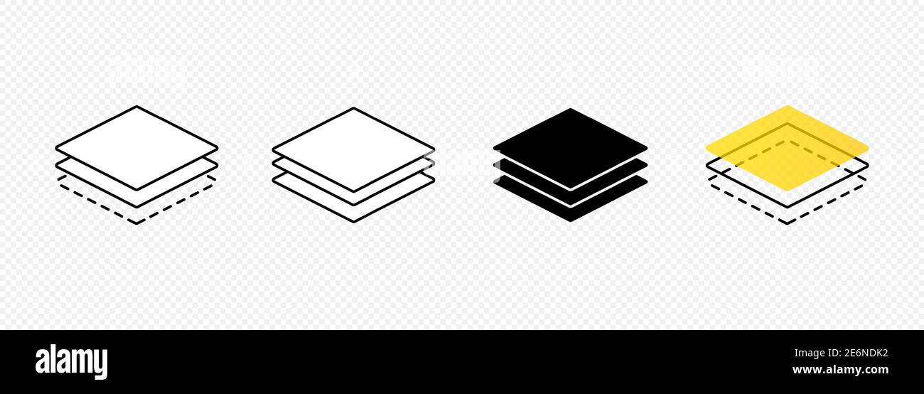 Set di icone della linea di livello. Cartello formato. Illustrazione Vettoriale