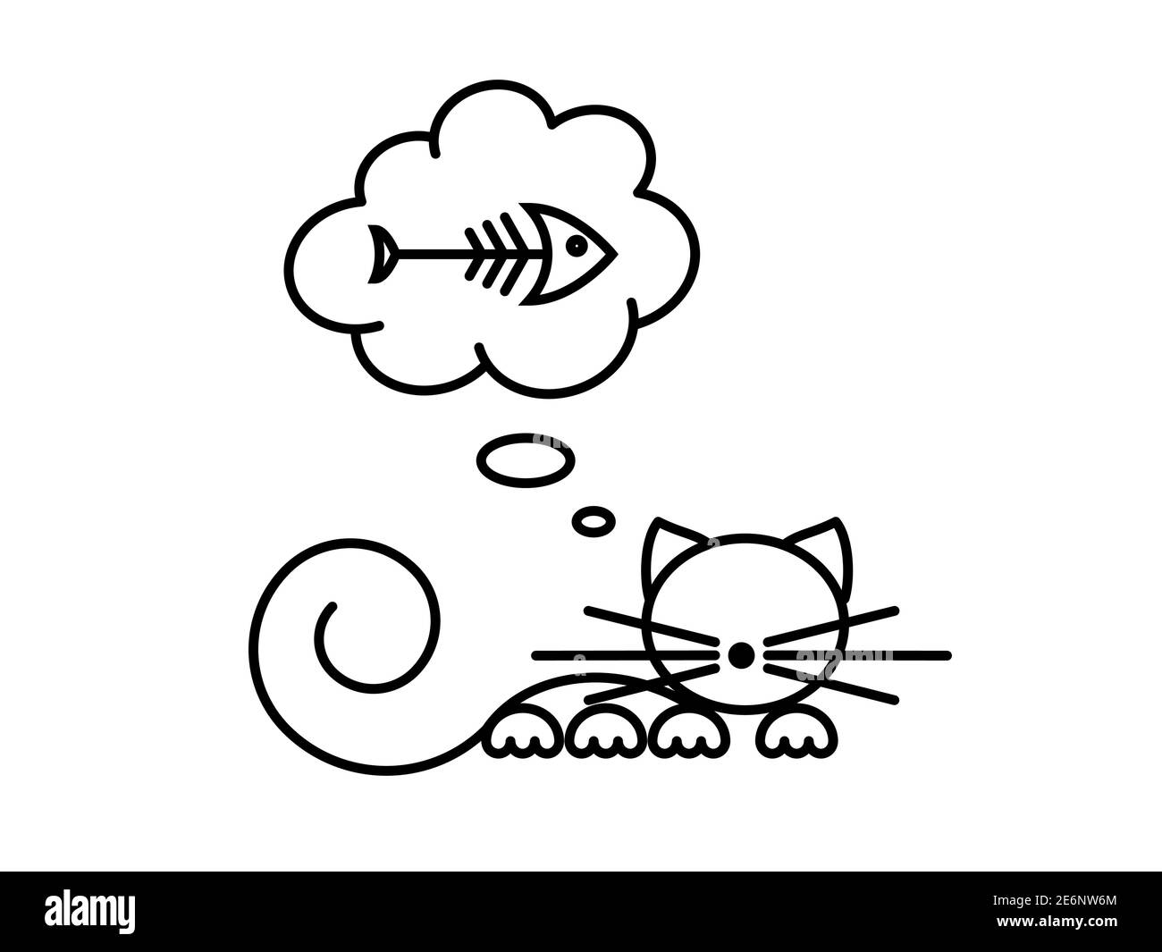 Stampa Cat. Gattino divertente che gioca con un pesce. Illustrazione minimalista Art. Illustrazione Vettoriale