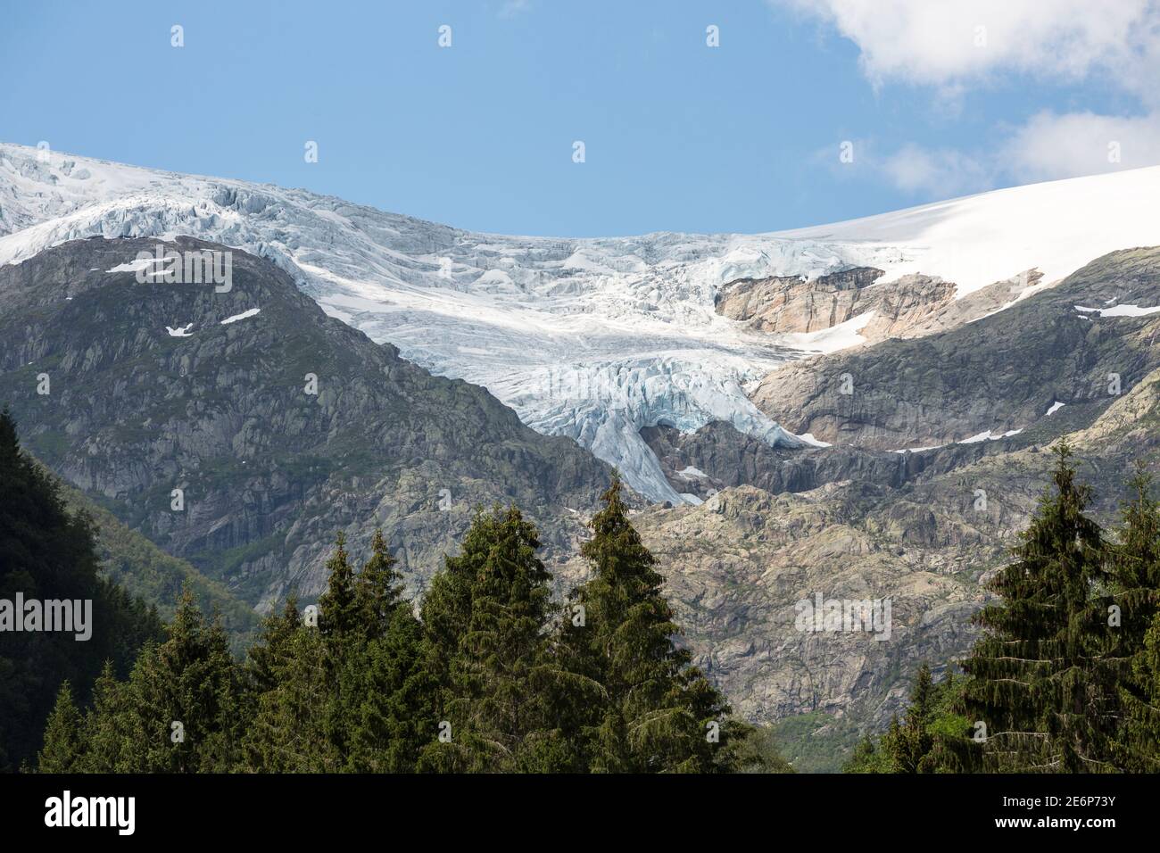Parco Nazionale di Folgefonna con il suo paesaggio glaciale; viaggiando in Norvegia Foto Stock