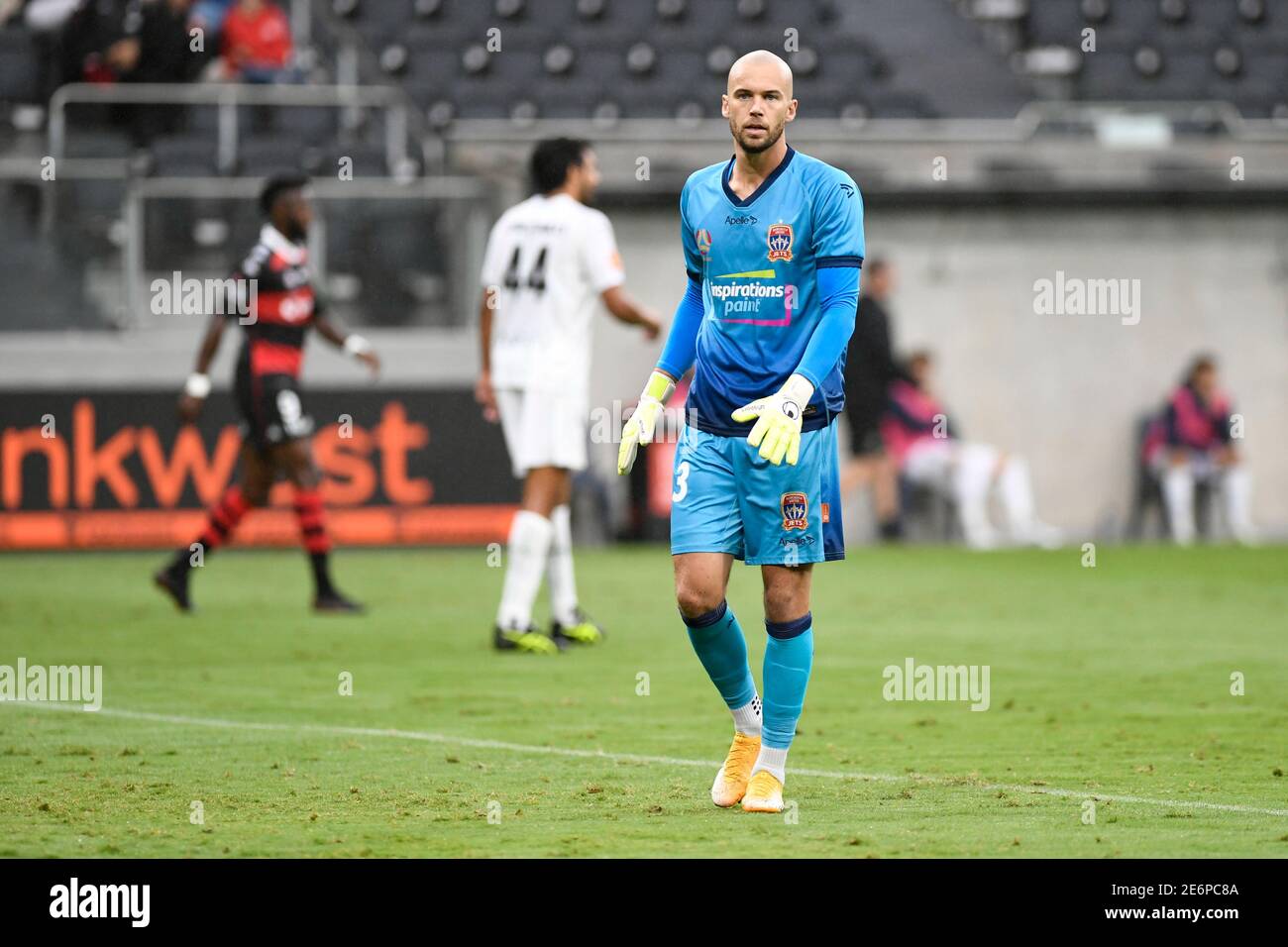 Parramatta, nuovo Galles del Sud, Australia. 29 gennaio 2021: A League Football, Western Sydney Wanderers contro Newcastle Jets; Goalkeeper Jack Duncan of Newcastle Jets Credit: Action Plus Sports Images/Alamy Live News Foto Stock