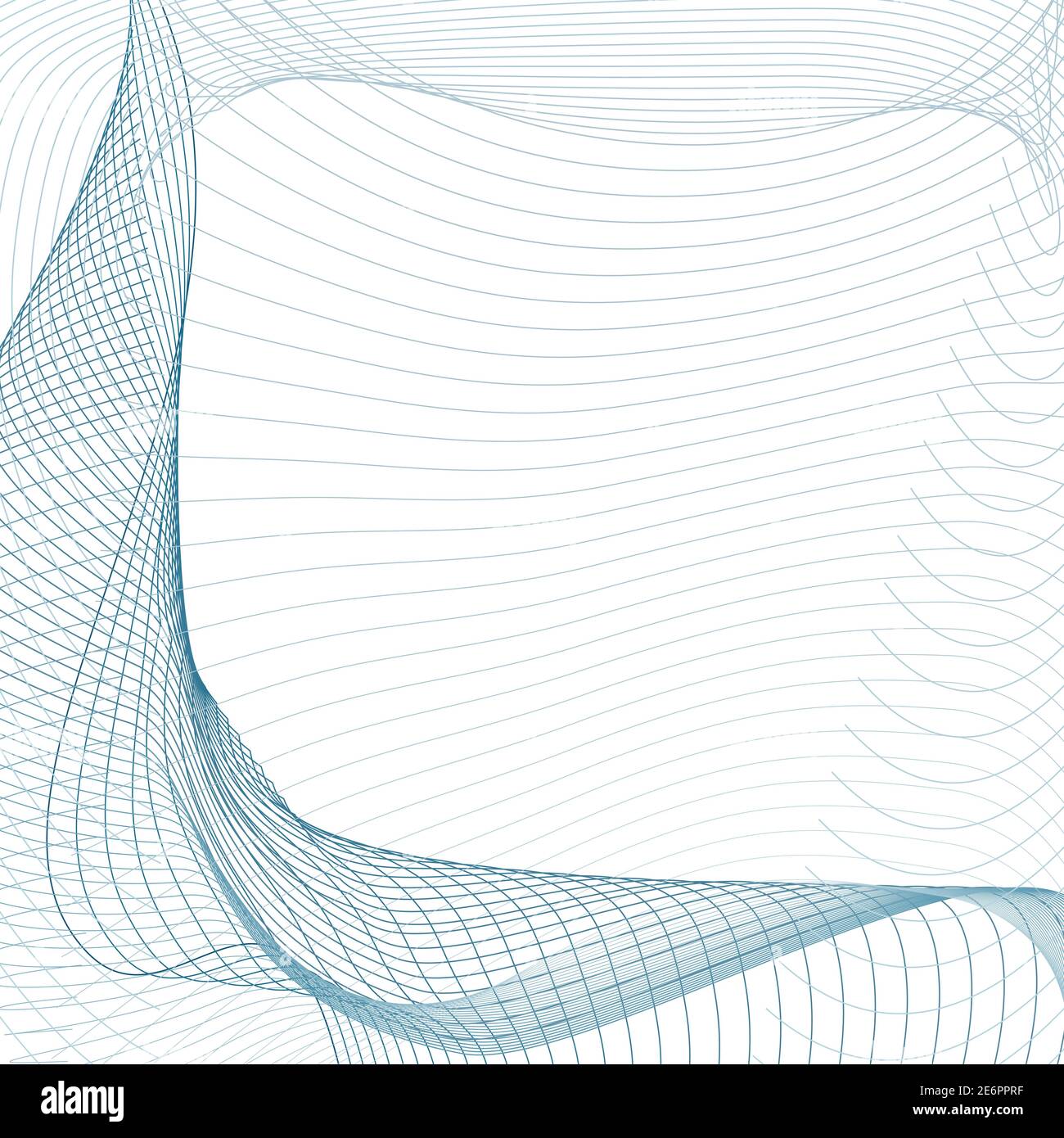 Linee astratte blu chiaro ondulate. Concetto di tecnologia. Sfondo vettoriale. Design futuristico di linea artistica. Moderno schema di onde scientifiche su bianco. EPS10 Illustrazione Vettoriale