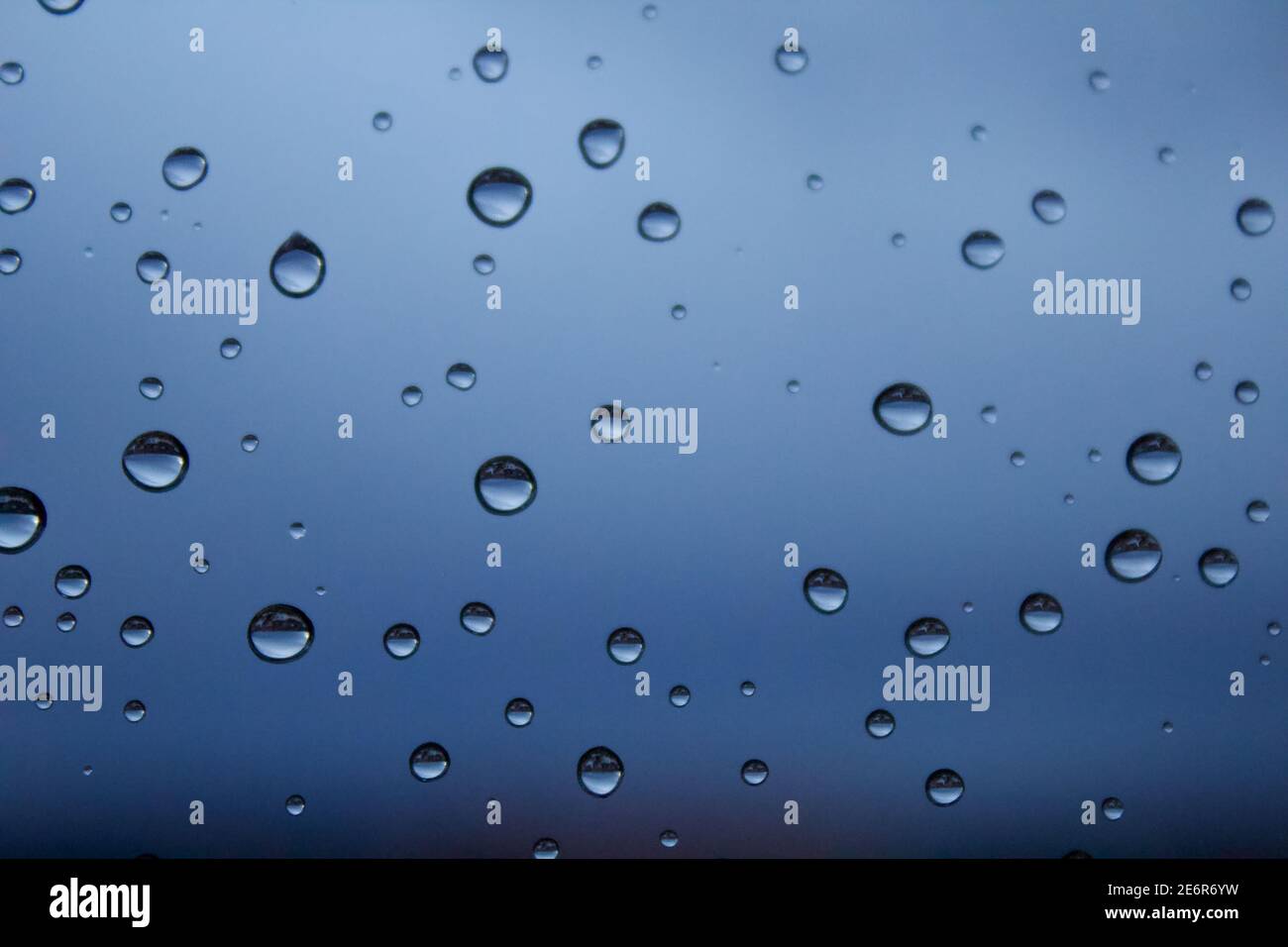 Gocce di pioggia su una finestra Foto Stock