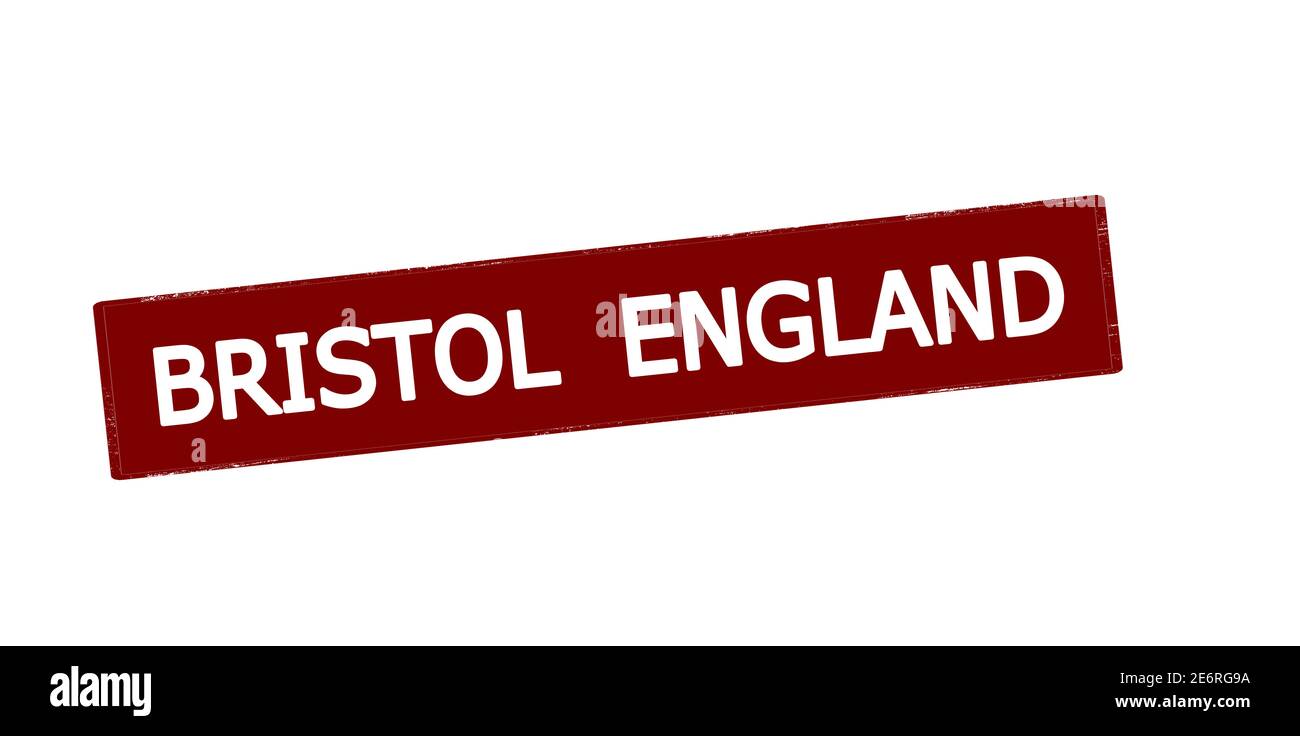 Timbro in gomma con testo Bristol England all'interno, illustrazione vettoriale Foto Stock