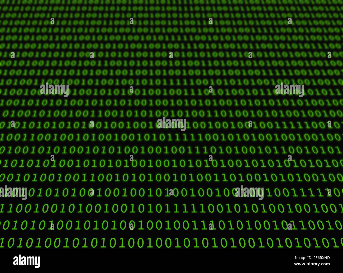 schermata dati in codice binario su sfondo nero Foto Stock