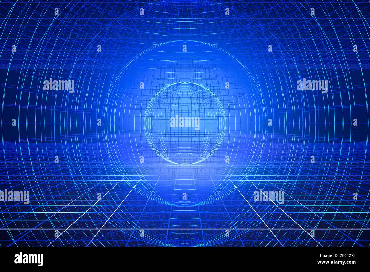 Sfondo astratto con motivi sferici in blu Foto Stock