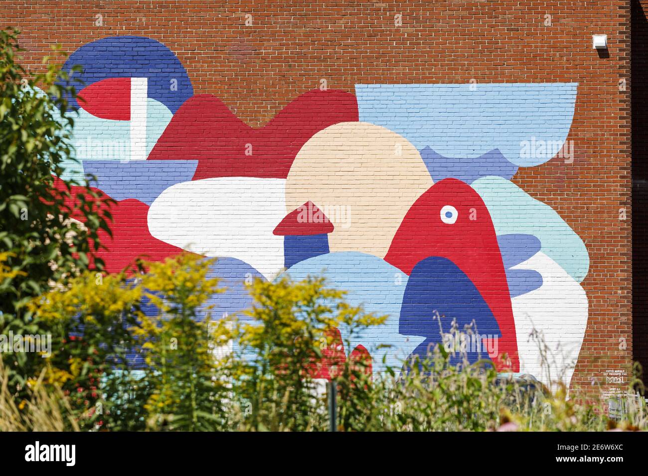 Canada, provincia di Quebec, Montreal, il quartiere Plateau-Mont-Royal, arte di strada, festival murale, affresco murale dell'artista canadese Marc-Olivier Lamothe Foto Stock