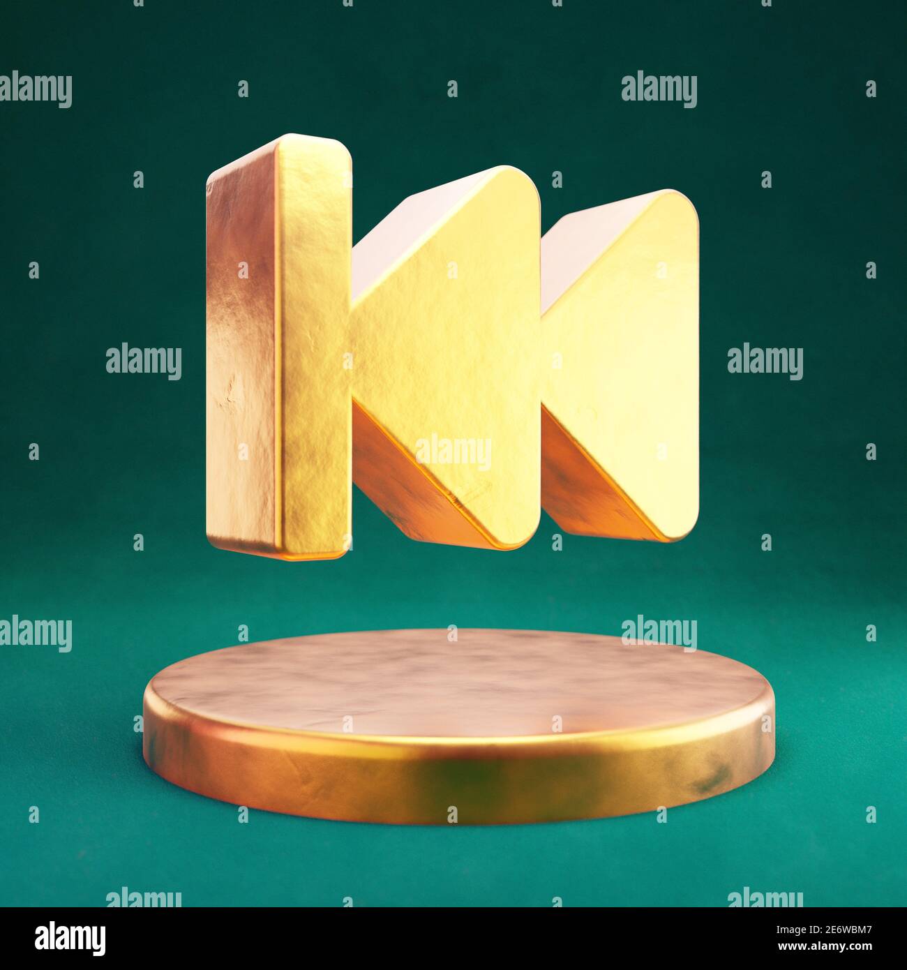 Icona Indietro veloce. Fortuna Gold Fast Backward simbolo sul podio d'oro. Foto Stock