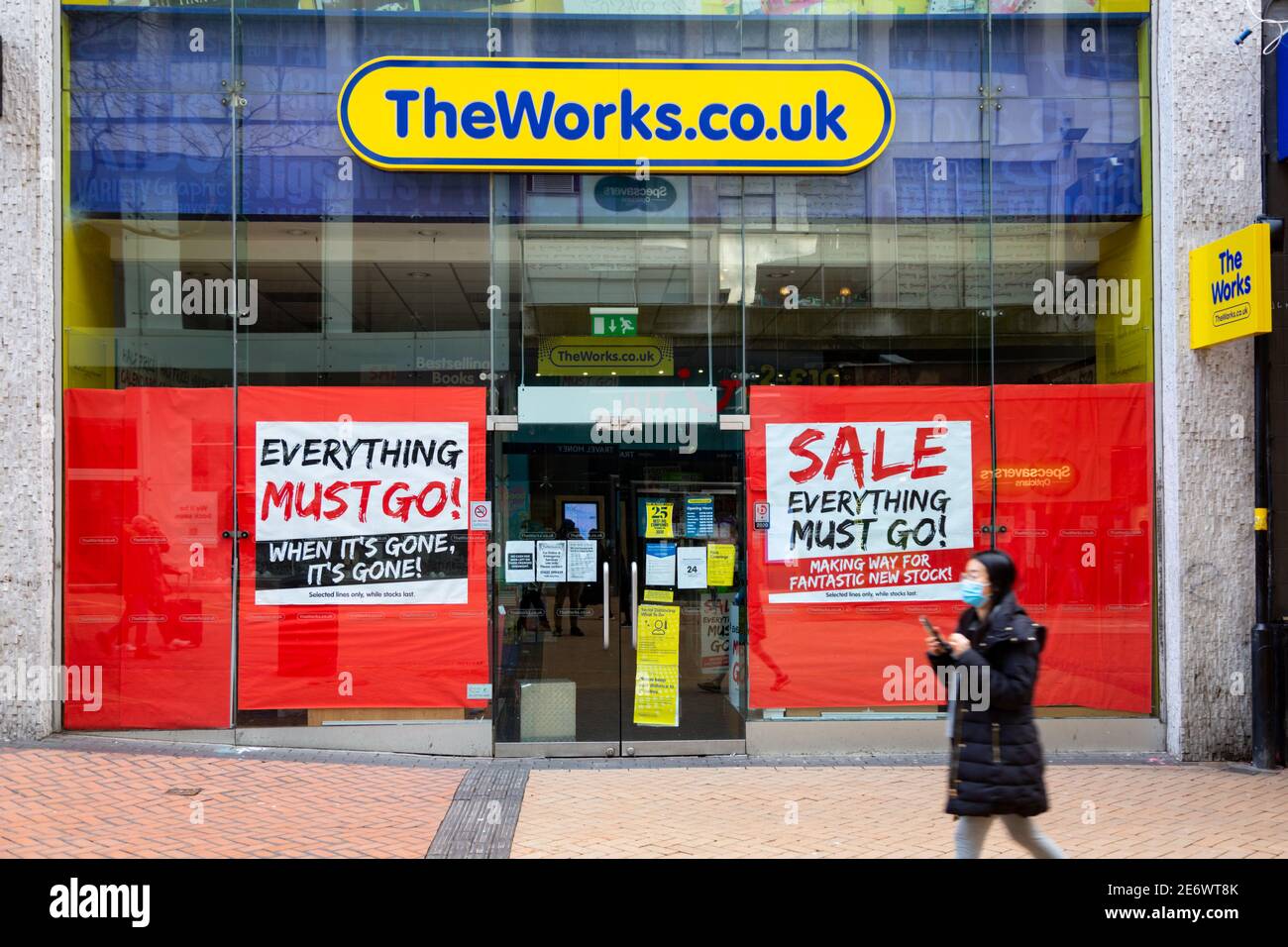 The Works Shopfront, New Street Birmingham, chiusura della vendita Foto Stock