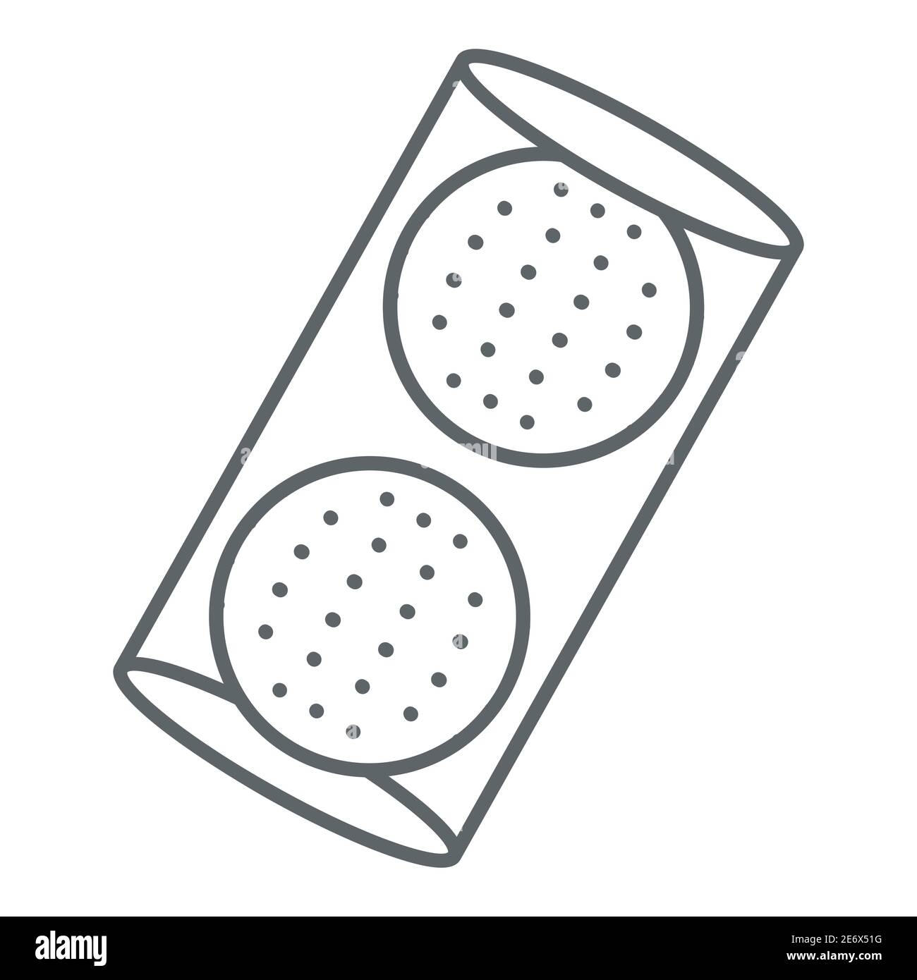 Palline da golf in scatola icona linea sottile, attrezzatura e concetto di sport, segno di pallina su sfondo bianco, icona palline da golf in stile profilo per il concetto mobile Illustrazione Vettoriale