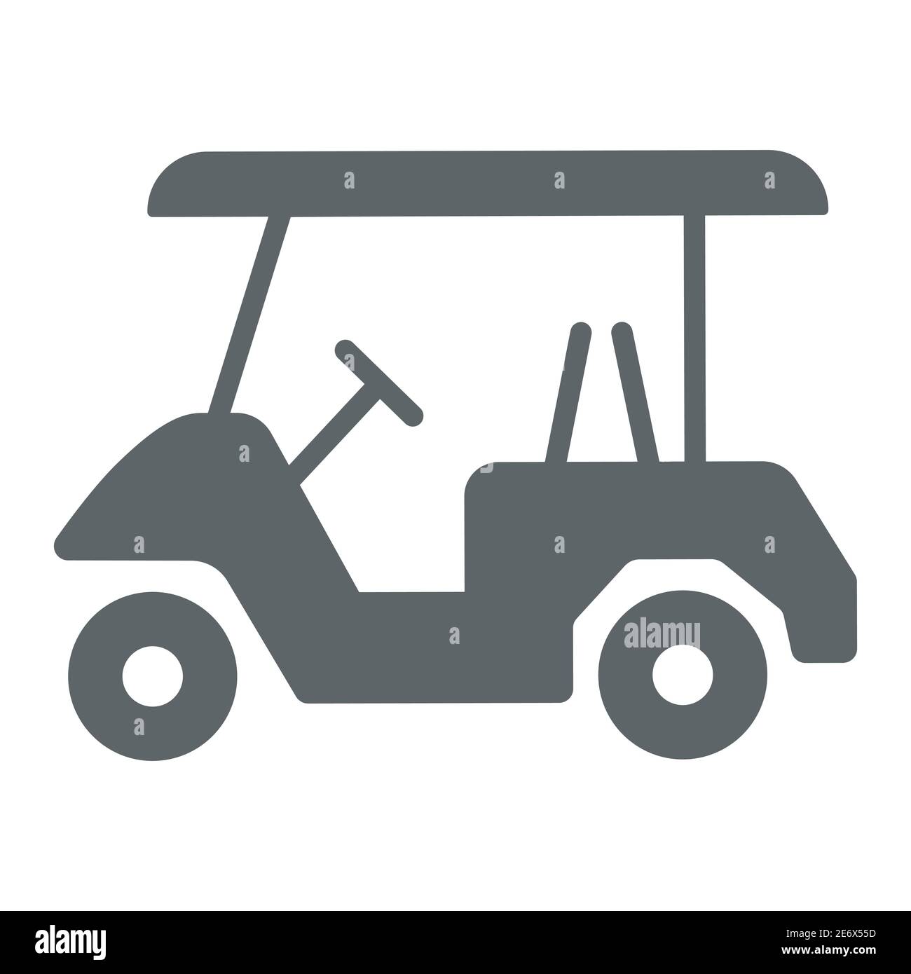 Golf auto icona solida, attrezzatura e concetto di sport, segno di auto da golf elettrica su sfondo bianco, golf cart icona in stile glifo per il concetto mobile e web Illustrazione Vettoriale