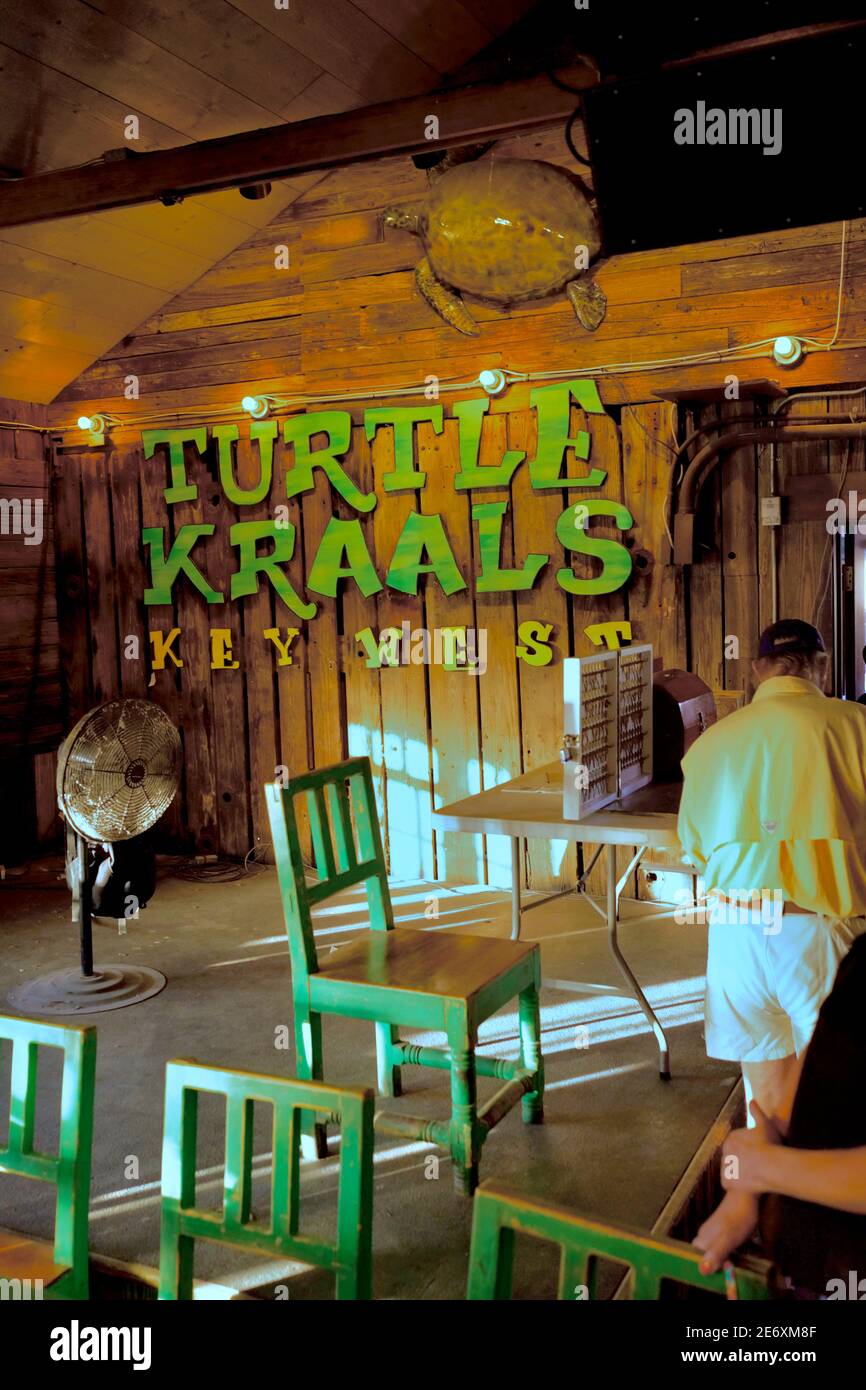 Turtle Kraal. No Key West, Florida vacanza è completa senza andare alla ricerca del famoso tartaruga Kraal. Isola destinazione di vacanza Foto Stock