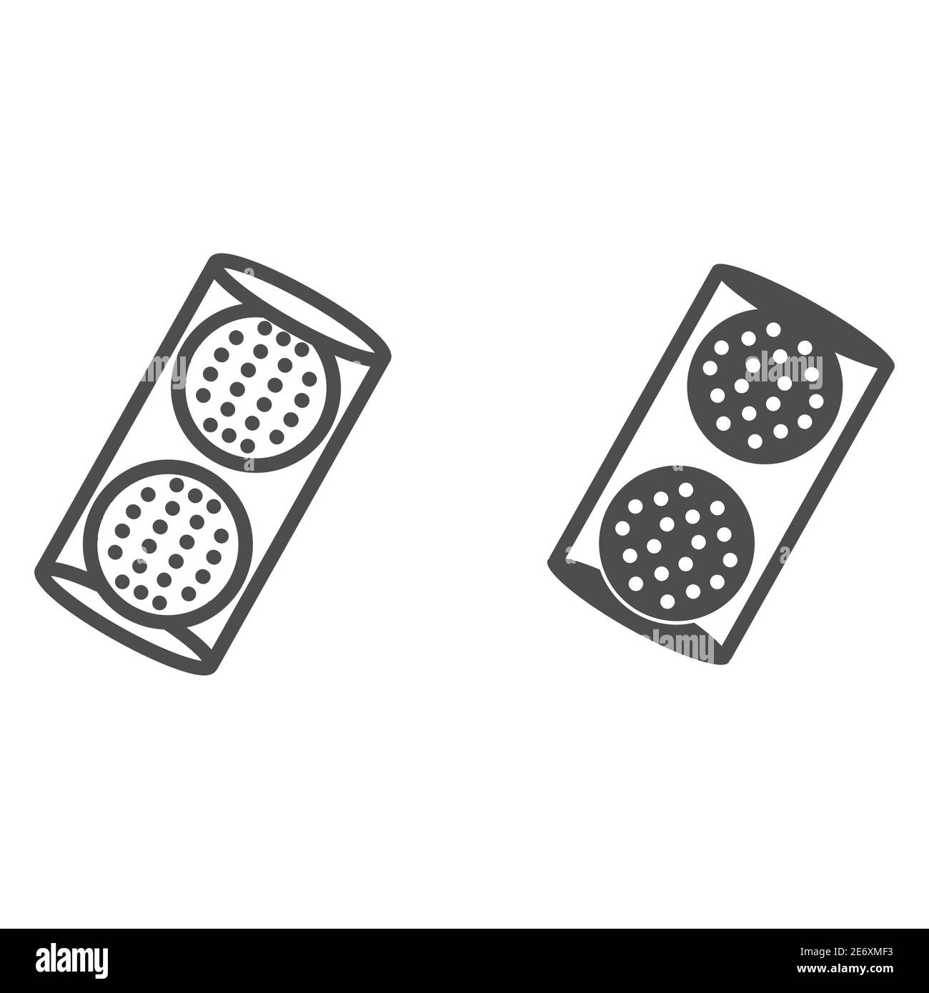 Palline da golf in linea di scatola e icona piena, attrezzatura e concetto sportivo, segno di pallina su sfondo bianco, icona palline da golf in stile profilo per il cellulare Illustrazione Vettoriale