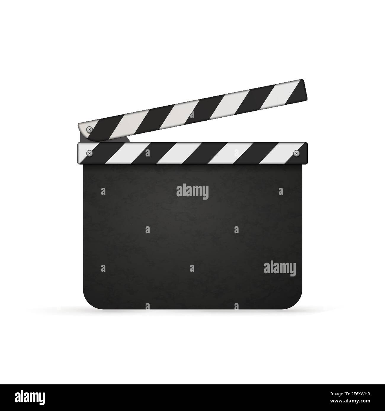 Clapper cinematografico realistico e dettagliato con spazio di copia su bianco Illustrazione Vettoriale