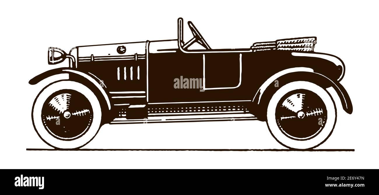 Cyclecar a due posti con vista laterale dopo un'illustrazione dal 20 ° secolo Illustrazione Vettoriale