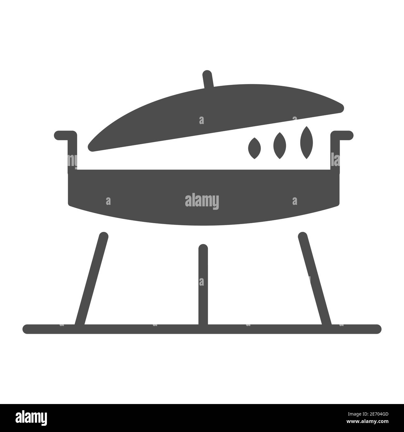 Barbecue griglia solido icona, barbecue concetto, bracier segno su sfondo bianco, padella con coperchio per pic-nic icona in stile glifo per mobili concetto e. Illustrazione Vettoriale