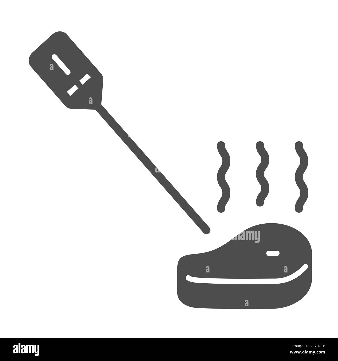 Termometro digitale a base di carne icona piena, concetto di barbecue, termometro intelligente per bistecca da cucina su sfondo bianco, termometro per grigliare l'icona in glifo Illustrazione Vettoriale