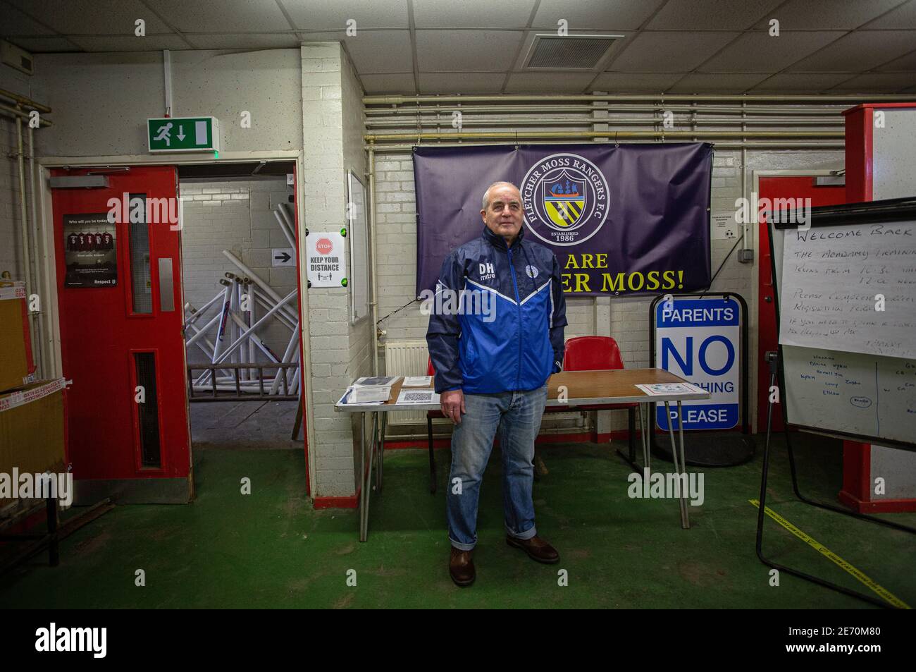 Dave Horrocks, il suo primo allenatore di calcio alla Fletcher Moss Rangers Soccer School, l'accademia dove il suo talento è stato riconosciuto dal Manchester United. Foto Stock