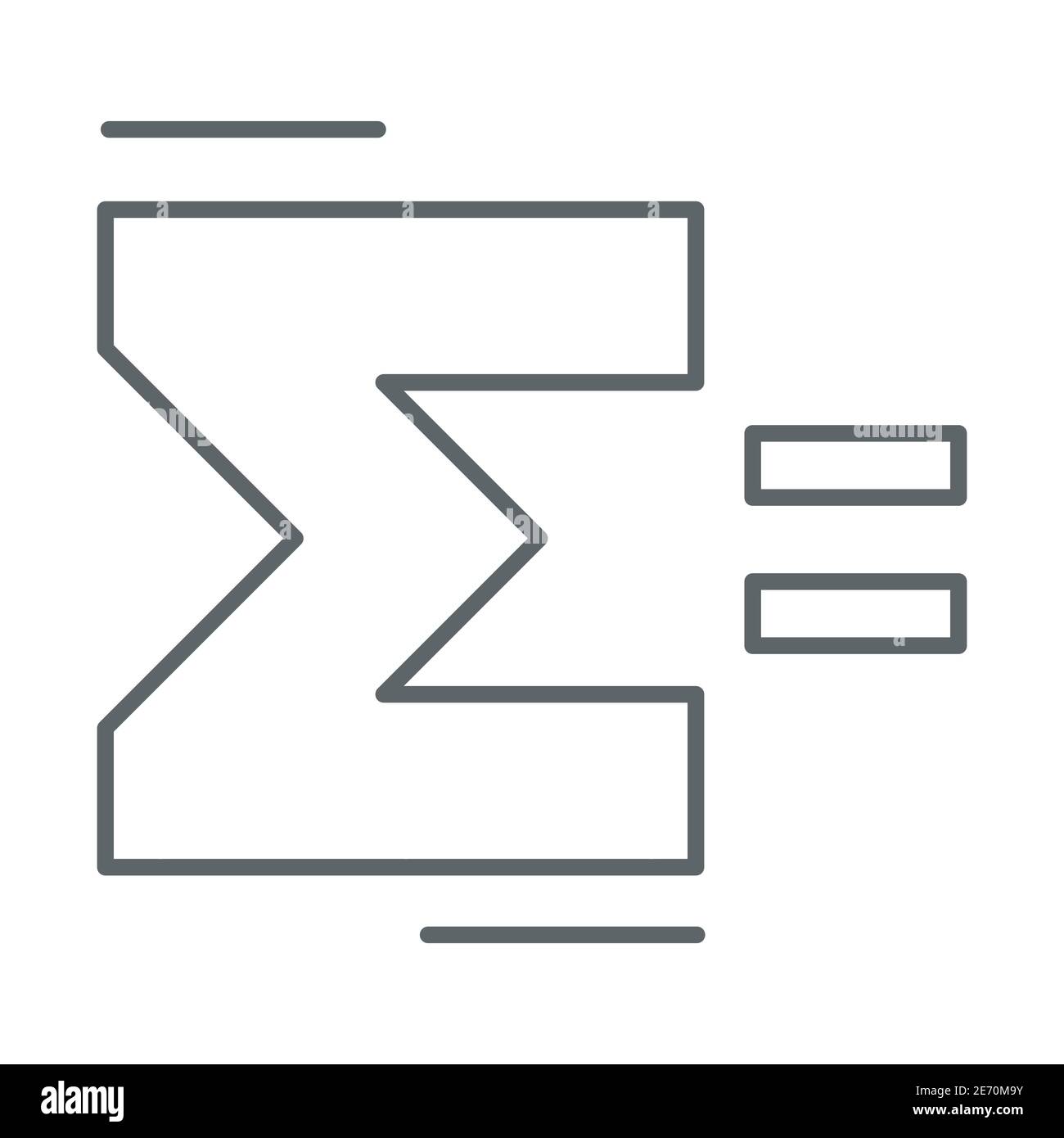 Icona linea sottile segno Sigma, concetto matematico, segno di somma su sfondo bianco, icona lettera greca Sigma in stile contorno per il concetto mobile e. Illustrazione Vettoriale