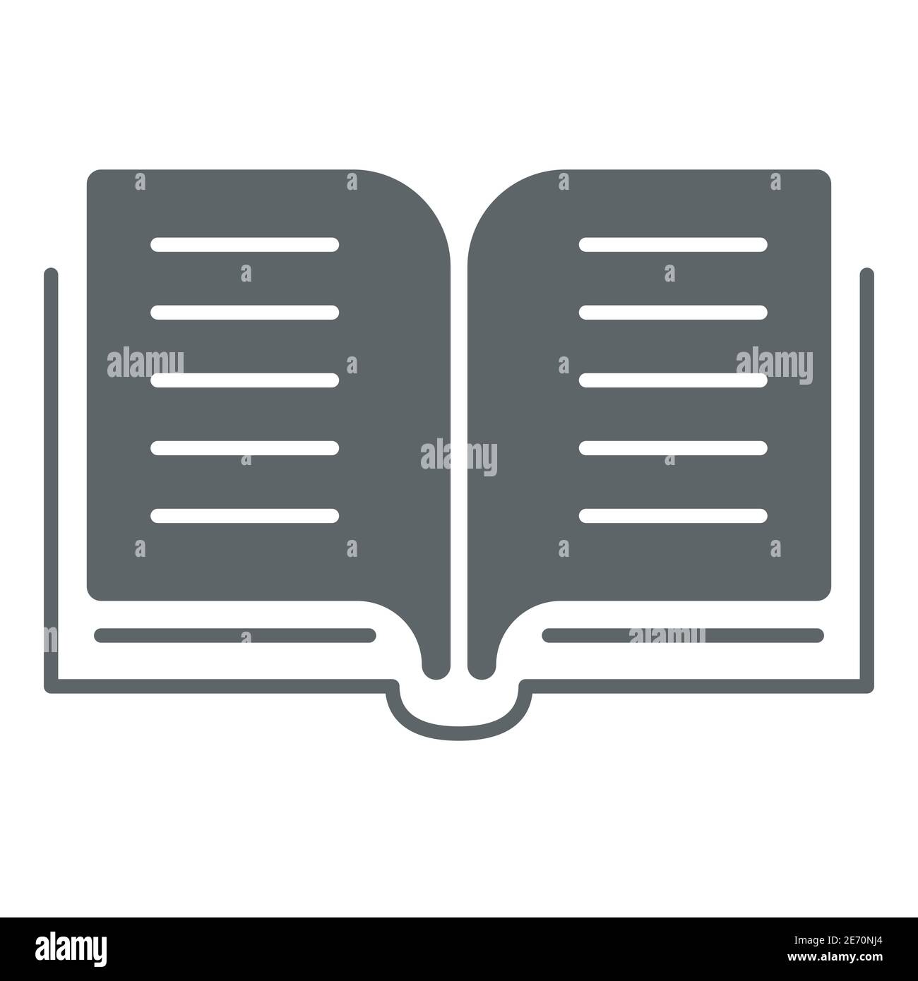 Apri l'icona del libro solido, il concetto di formazione, il segno di lettura su sfondo bianco, l'icona del notebook o del libro di testo in stile glifo per il concept mobile e il web design Illustrazione Vettoriale