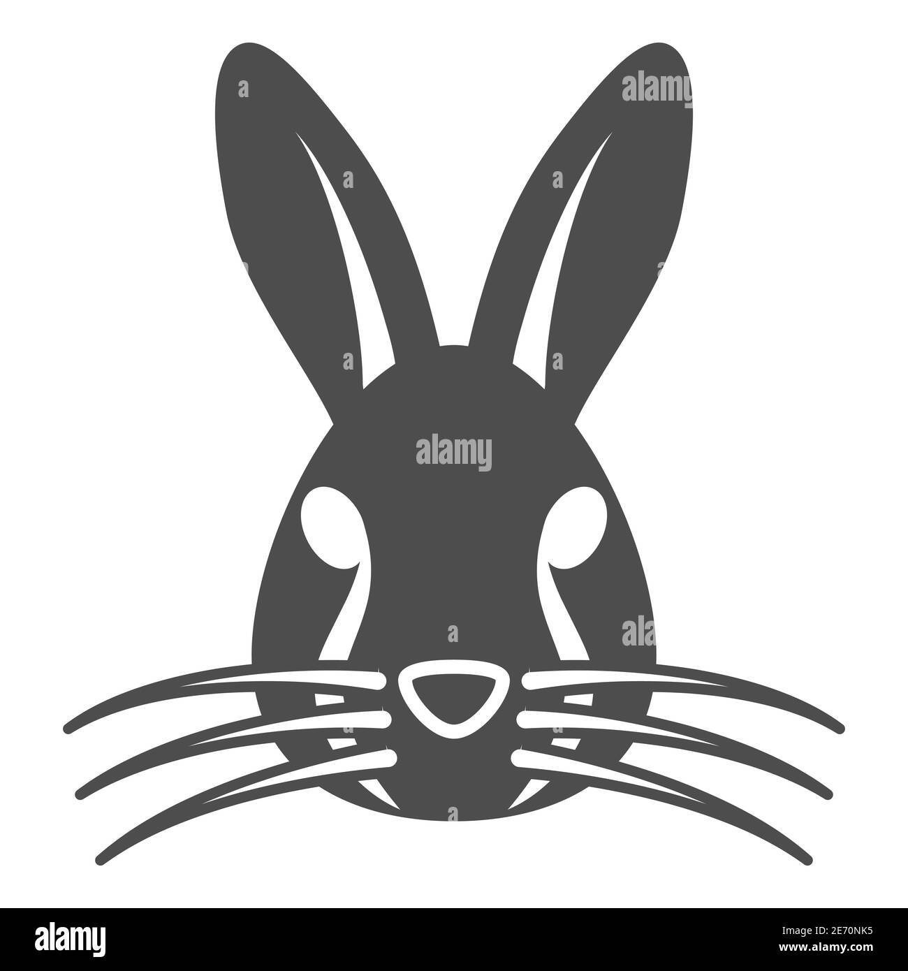 Icona della testa del coniglio, concetto di animali, simbolo della testa lepre su sfondo bianco, icona della silhouette della faccia bunny in stile glifo per il concetto mobile e il web Illustrazione Vettoriale