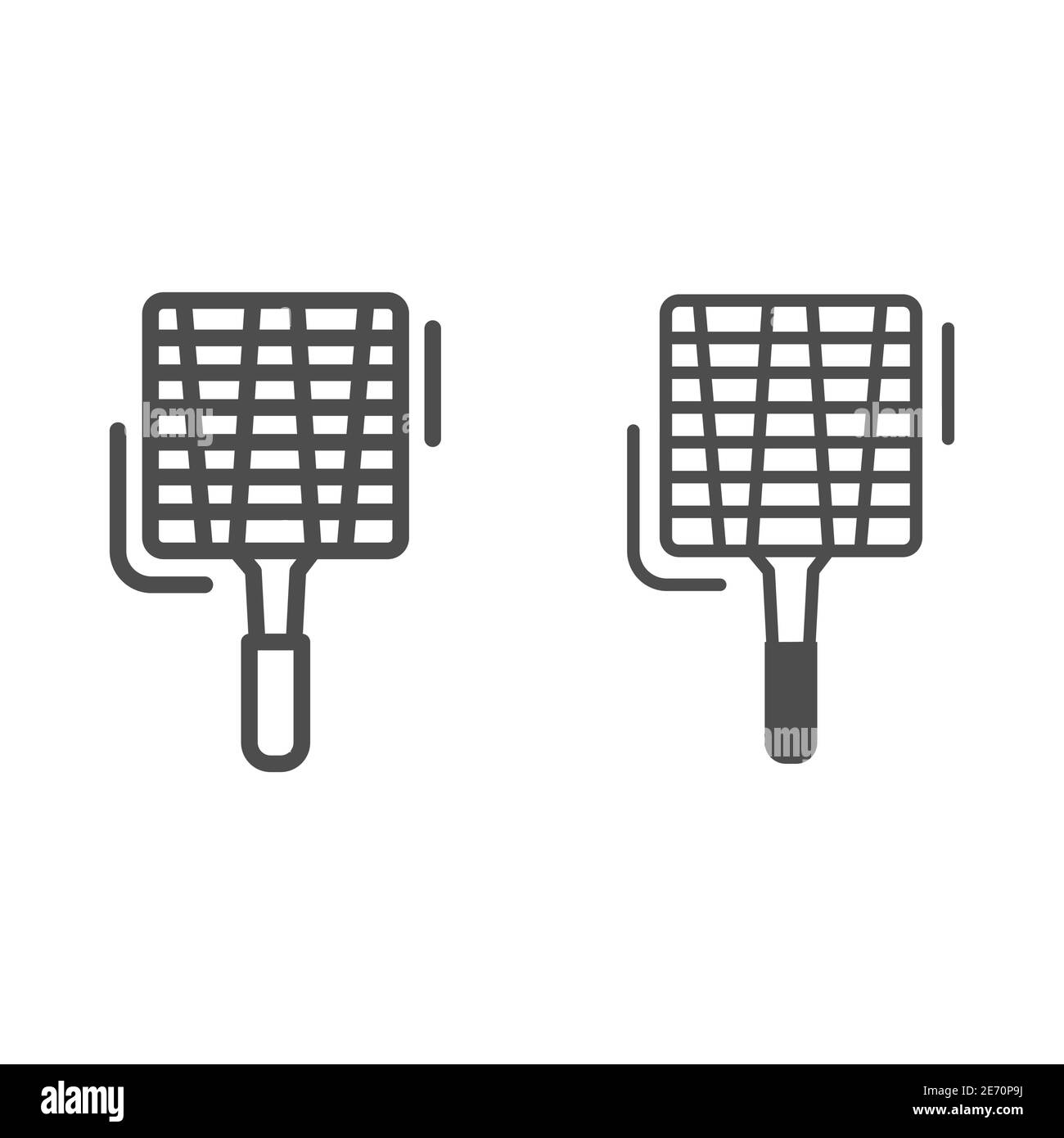 Griglia in acciaio e icona a tinta unita, barbecue Concept, griglia su sfondo bianco, icona griglia a tinta unita in stile outline per concept mobile Illustrazione Vettoriale