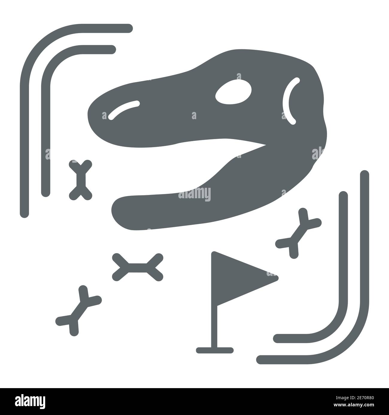 Scavi archeologici icona solida, concetto di Paleontologia, fossili scavati e ossa antiche segno su sfondo bianco, sito di scavo con Illustrazione Vettoriale