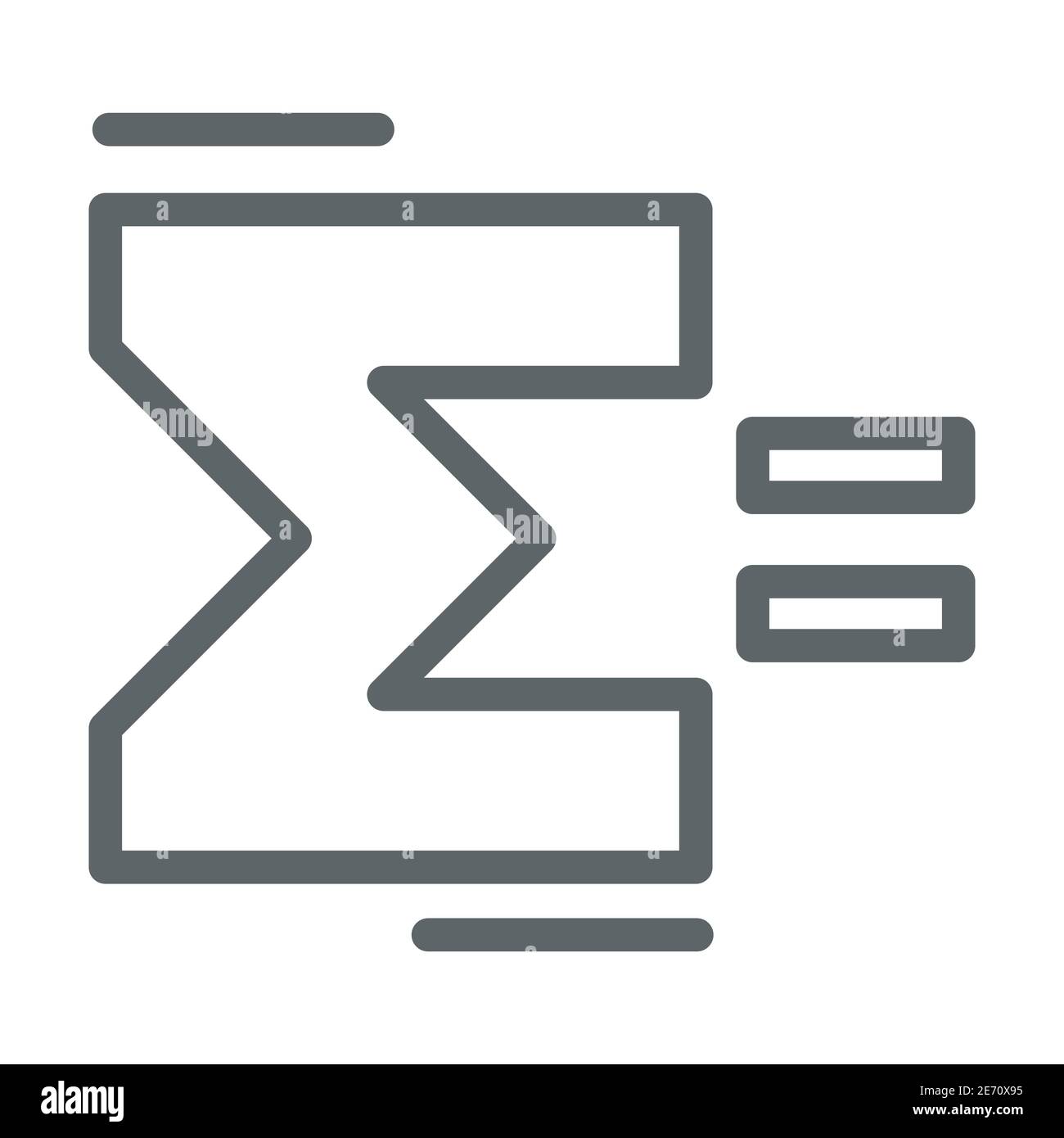 Icona della linea del segno Sigma, concetto di matematica, segno di somma su sfondo bianco, icona della lettera greca Sigma in stile outline per il concetto mobile e il web Illustrazione Vettoriale