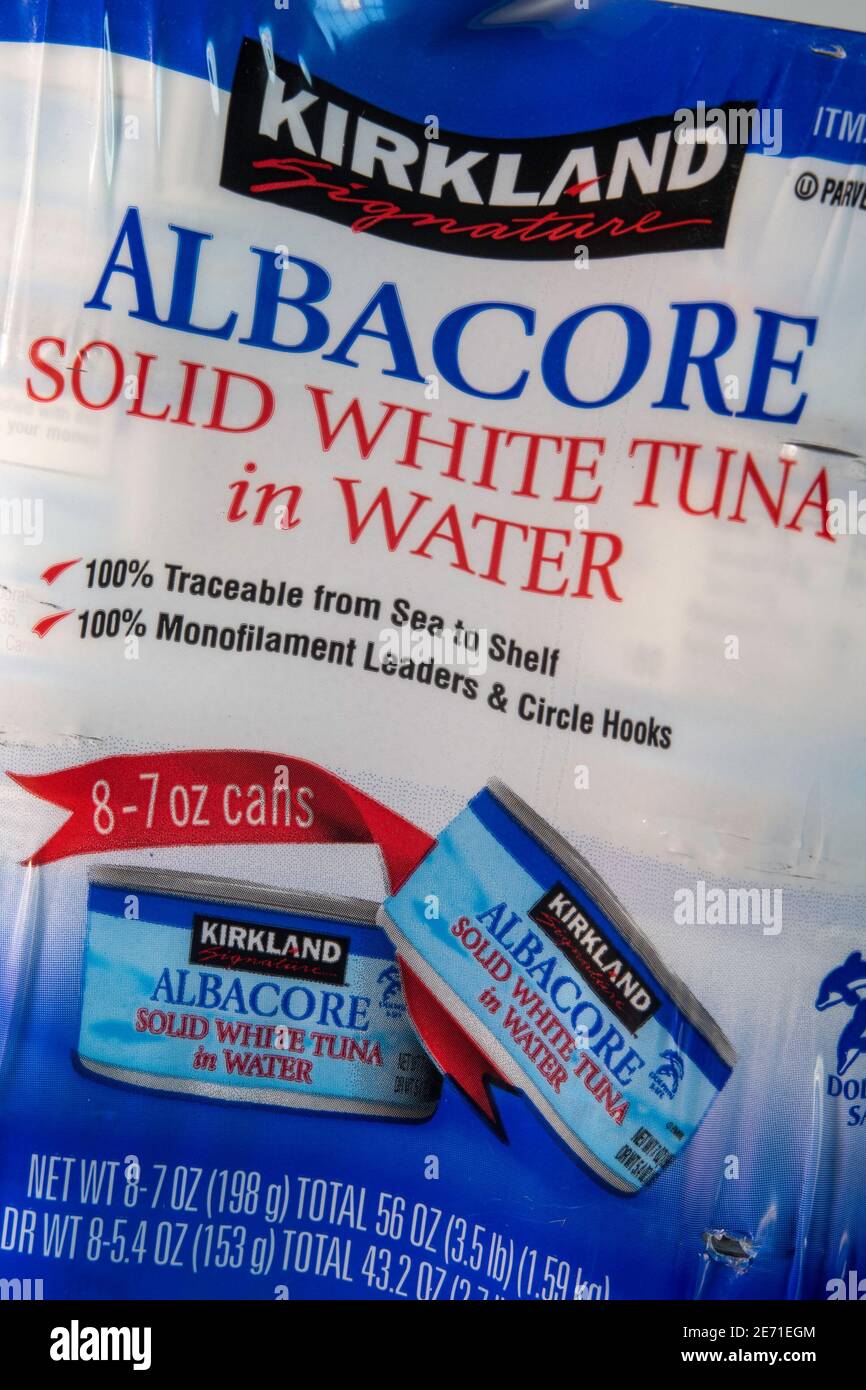 Marchio Kirkland Albacore tonno, USA Foto Stock