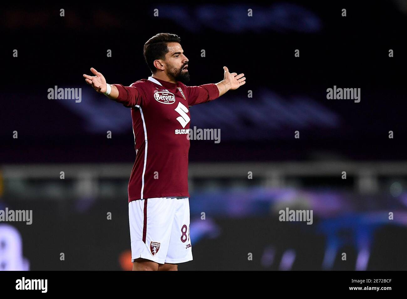 Torino, Italia. 29 gennaio 2021. TORINO, ITALIA - 29 gennaio 2021: Tomas Rincon del Torino FC reagisce durante la Serie A una partita di calcio tra Torino FC e ACF Fiorentina. (Foto di Nicolò campo/Sipa USA) Credit: Sipa USA/Alamy Live News Foto Stock