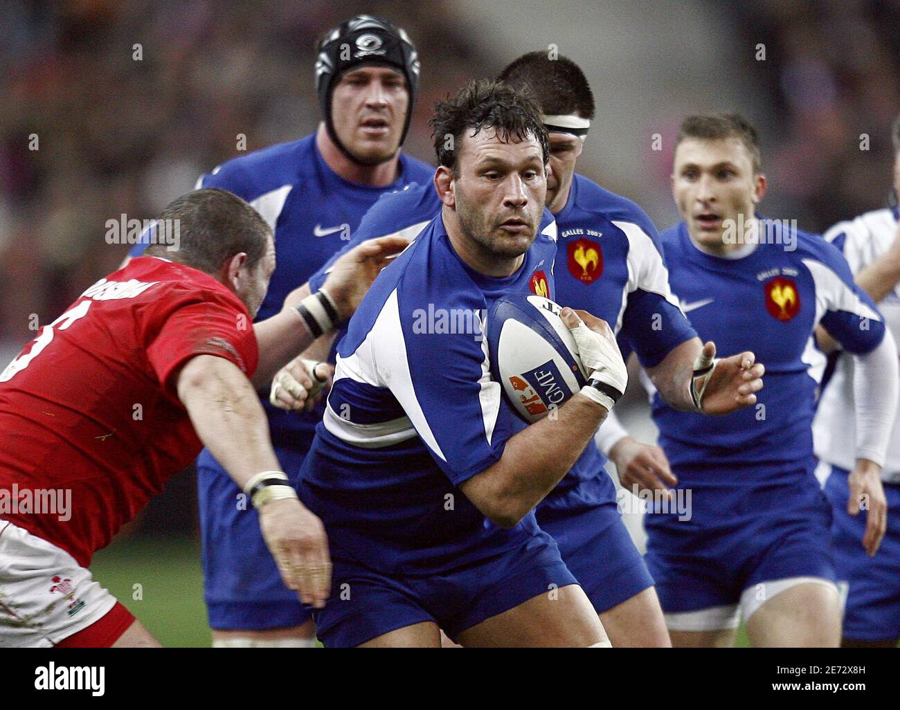 Francia Lionel Nallet durante la partita RBS 6 Nations, Francia contro Galles allo Stade de France, a Saint Denis, vicino Parigi, Francia il 24 febbraio 2007. La Francia ha vinto il 32-21. Foto di Christian Liegi/ABACAPRESS.COM Foto Stock