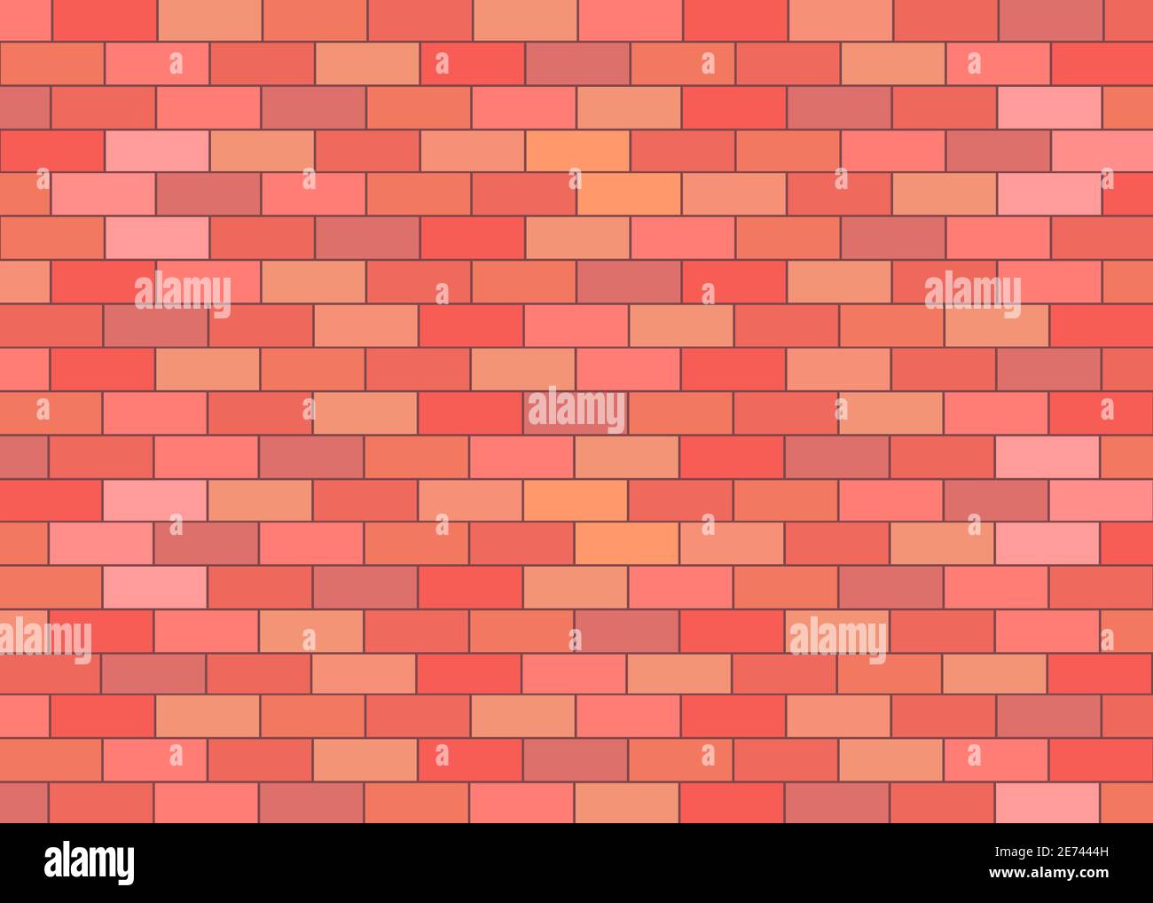 Sfondo vettoriale muratura in mattoni con colori rosso e arancione Illustrazione Vettoriale