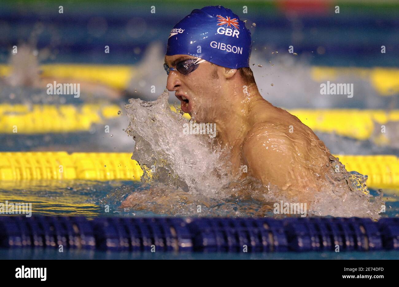 James Gibson, Gran Bretagna, compete sulla semifinale maschile a 100 metri di sterno durante il 12° Campionato Mondiale della FINA, alla Rod Laver Arena, a Melbourne, Australia, il 25 marzo 2007. Foto di Nicolas Gouhier/Cameleon/ABACAPRESS.COM Foto Stock