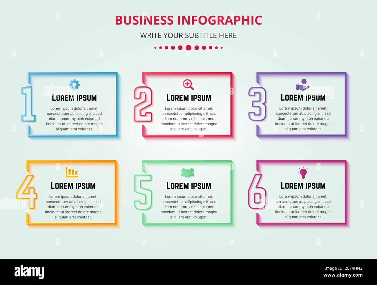 Infografica colorata sui passaggi aziendali con numeri creativi Illustrazione Vettoriale