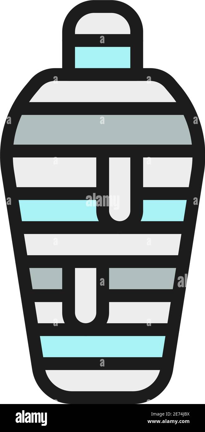 Antica mummia egiziana linea di colore piatto icona. Isolato su sfondo bianco Illustrazione Vettoriale