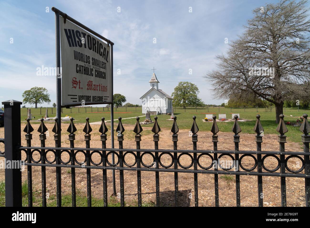 St. Martins Church Roadside View in Round Top Texas Foto Stock