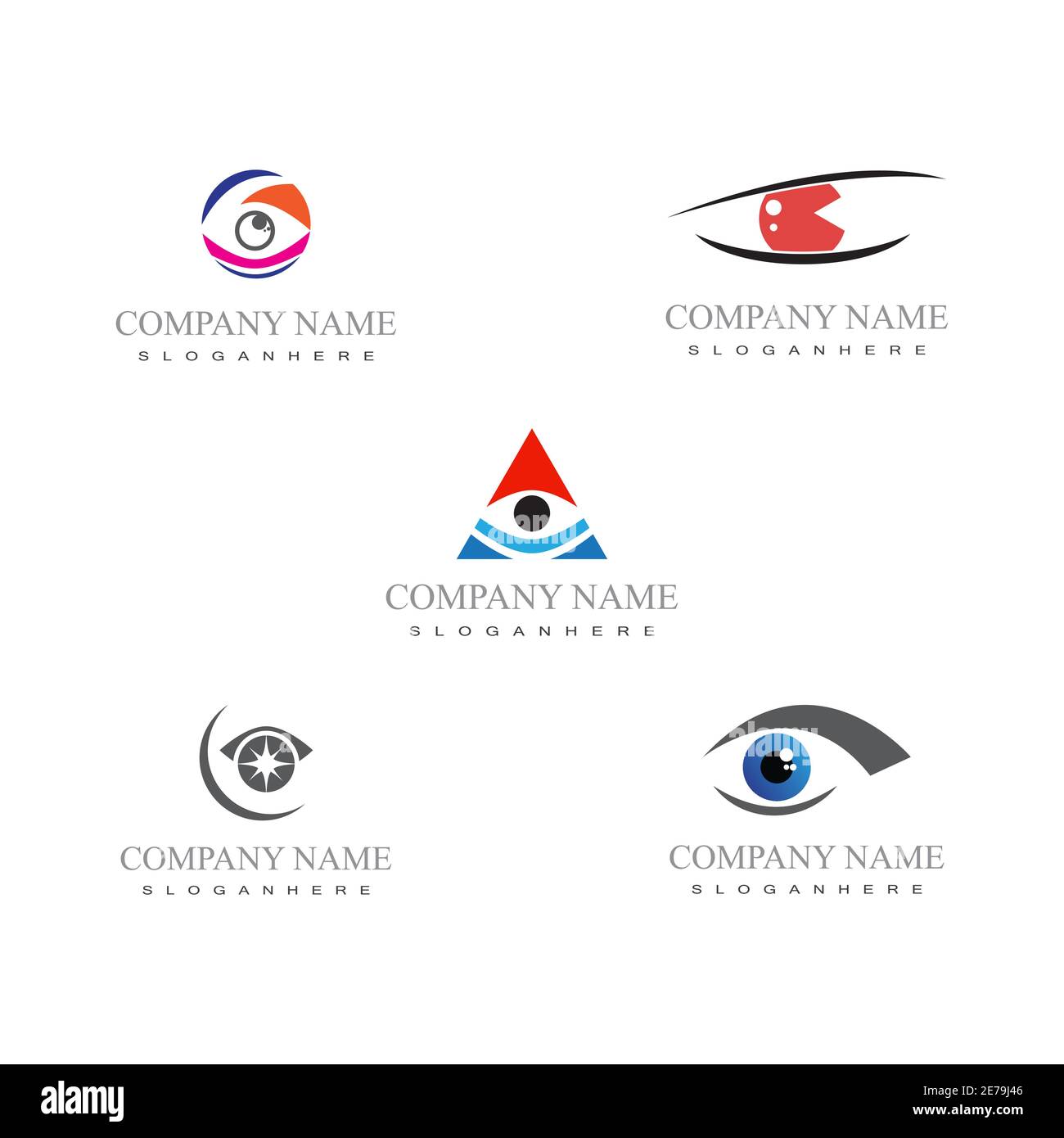 Impostare il design del logo vettoriale di Corporate Eye Care identità di branding Illustrazione Vettoriale