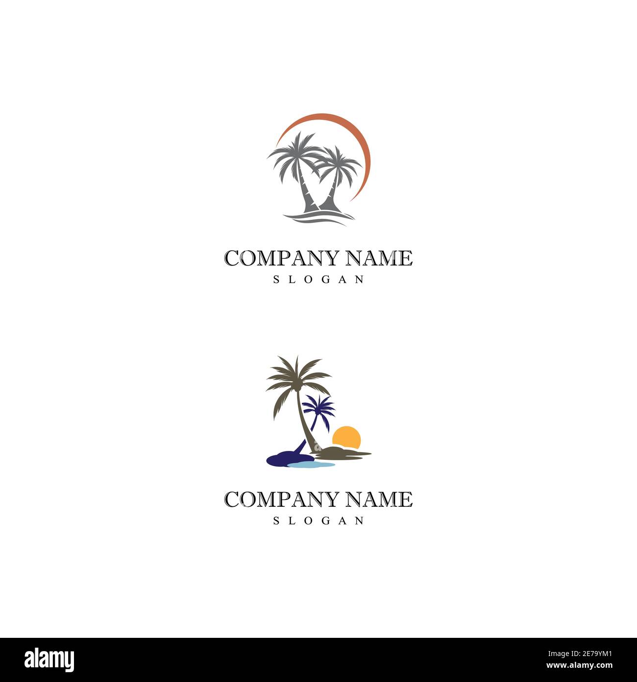 Palm tree estate modello logo illustrazione vettoriale Illustrazione Vettoriale