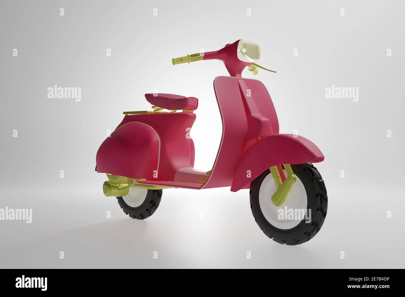 Pink Scooter su sfondo bianco - rendering 3d , concept San Valentino, consegna cibo Foto Stock