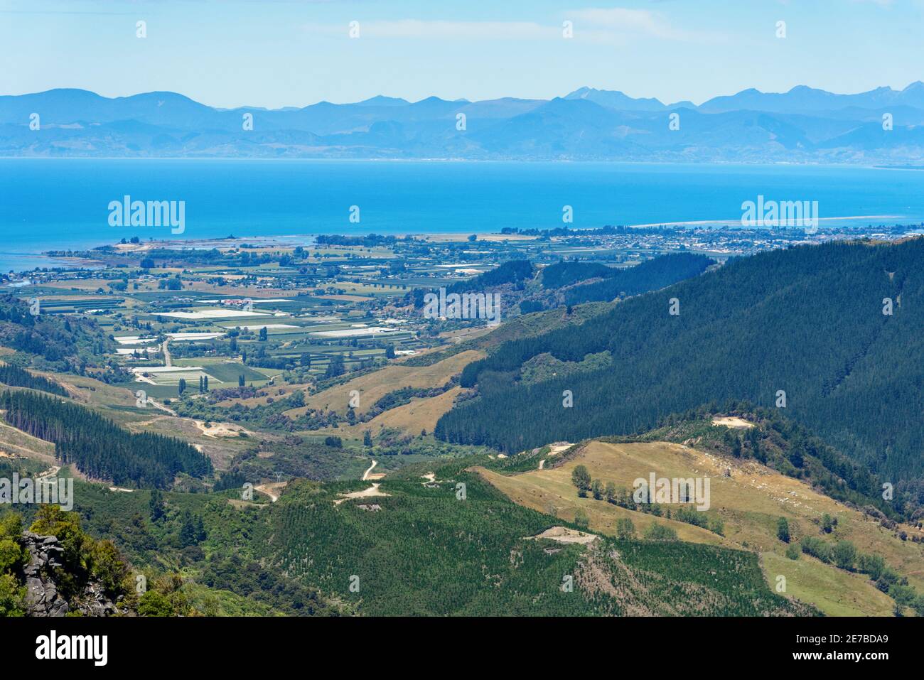 Hawkes Lookout a Takaka Hill, regione di Nelson, Nuova Zelanda Foto Stock