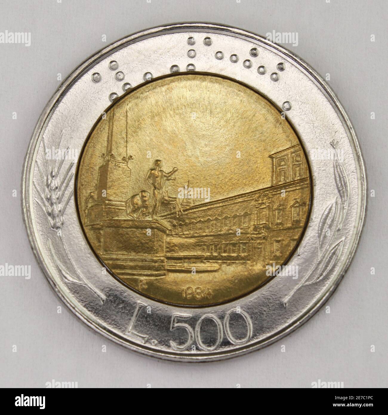 500 Lire 1984, moneta vecchia lira italiana, fronte, Italia, annata Foto Stock