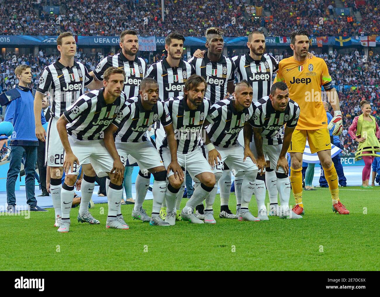 BERLINO, GERMANIA - 6 GIUGNO 2015: La formazione Juventus è raffigurata durante la finale della UEFA Champions League 2014/15 tra Juventus Torino e FC Barcelona all'Olympiastadion. Foto Stock