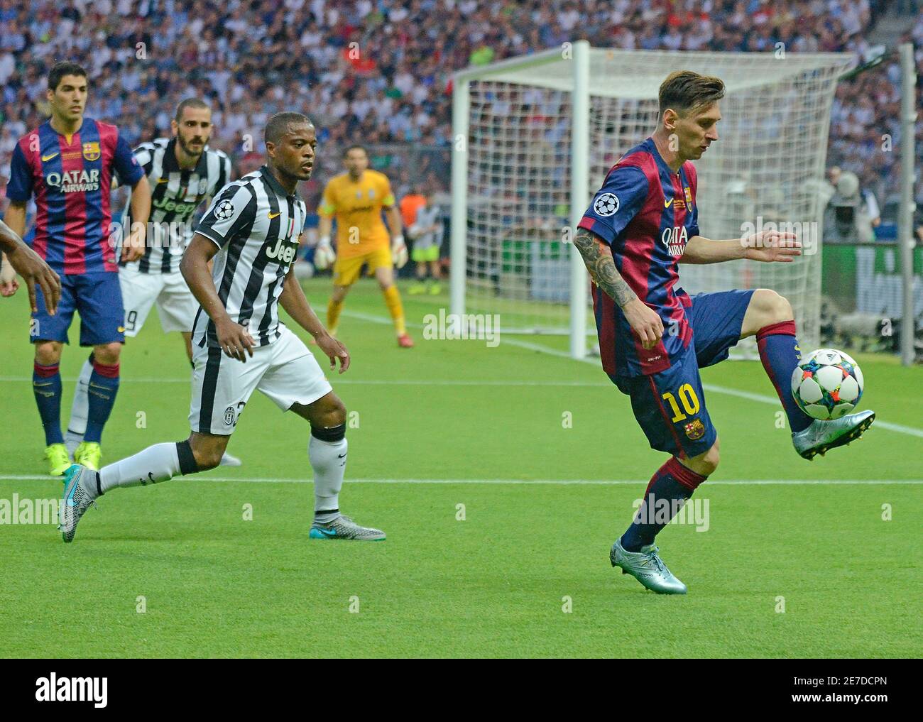 BERLINO, GERMANIA - 6 GIUGNO 2015: Lionel messi è stato raffigurato durante la finale della UEFA Champions League 2014/15 tra Juventus Torino e FC Barcelona all'Olympiastadion. Foto Stock