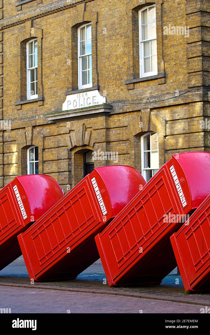 Scatole telefoniche rosse - Kingston sul Tamigi Foto Stock