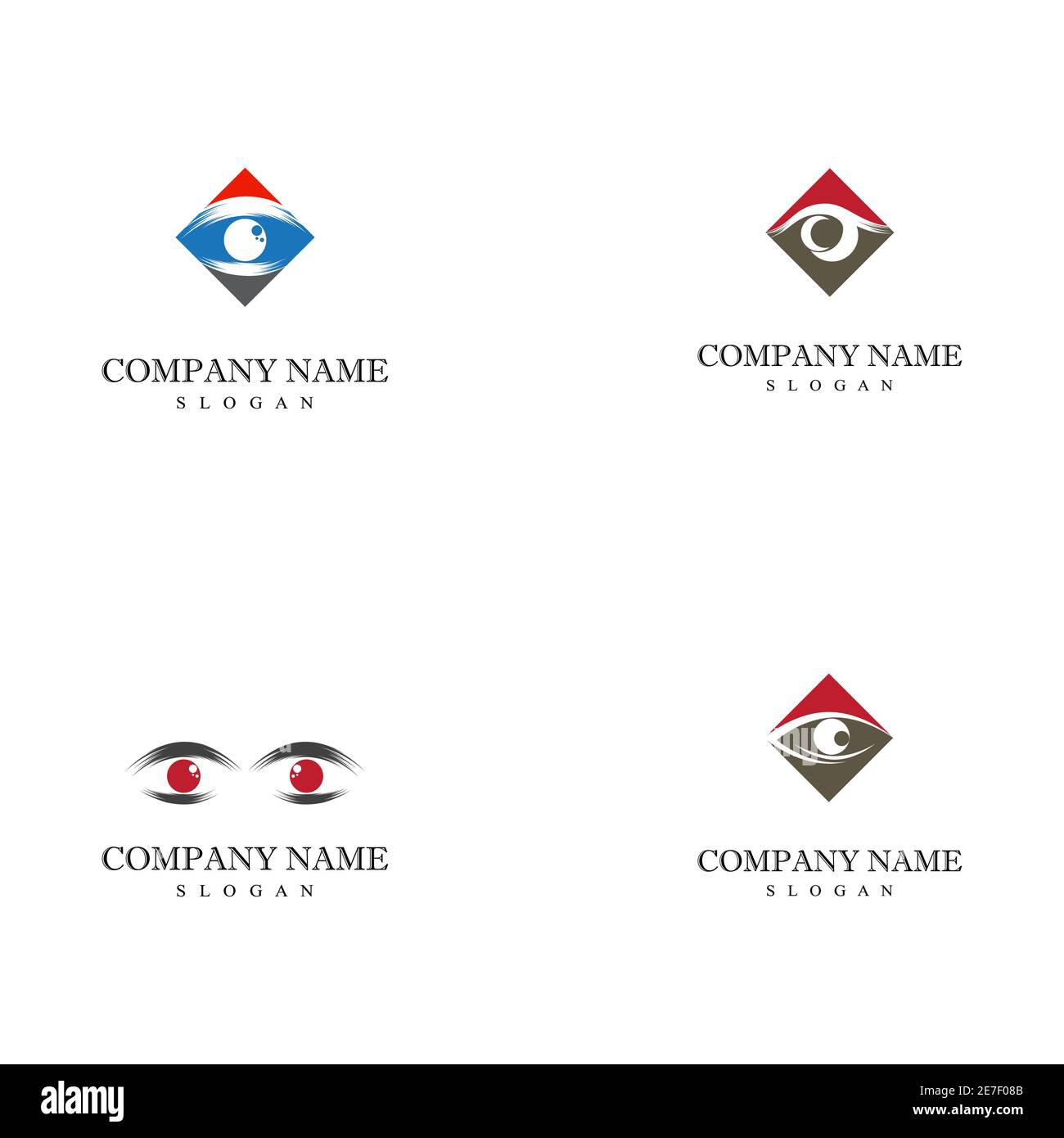 Impostare il design del logo vettoriale di Corporate Eye Care identità di branding Illustrazione Vettoriale